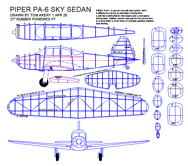 piper pa6 sky sedan 27in illus